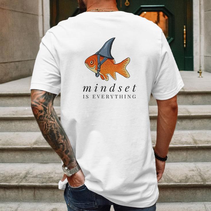 Mindset Motivational Quote Cute Goldfish Shark Mens Back Print T-shirt Gifts for Men