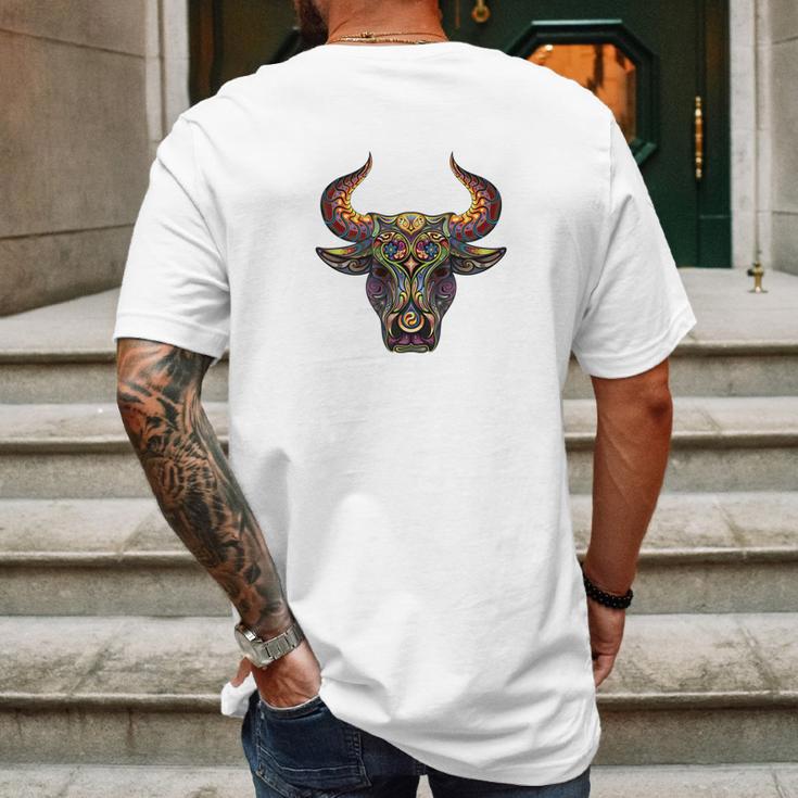 Mosaic Bull Artistic Cow Artist Painting Tee Mens Back Print T-shirt Gifts for Men