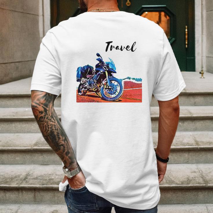 Motorcycle Travel Adventure Photo Art Triumph Moto Bike Mens Back Print T-shirt Gifts for Men