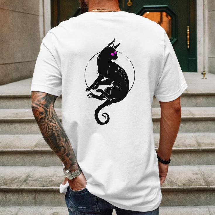 Mystic Black Cat With Third Eye Mens Back Print T-shirt Gifts for Men