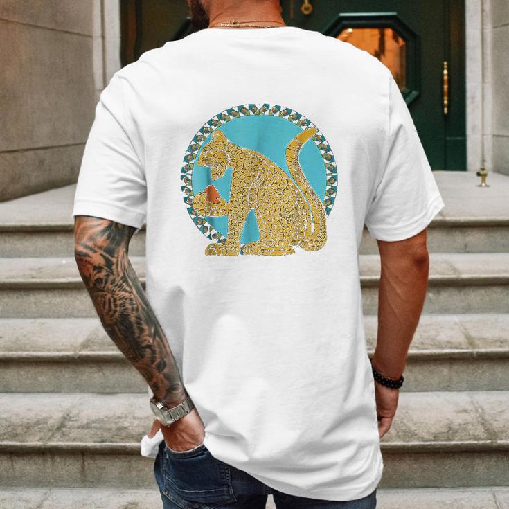 Native American Indian Aztec Mayan Jaguar Mens Back Print T-shirt Gifts for Men