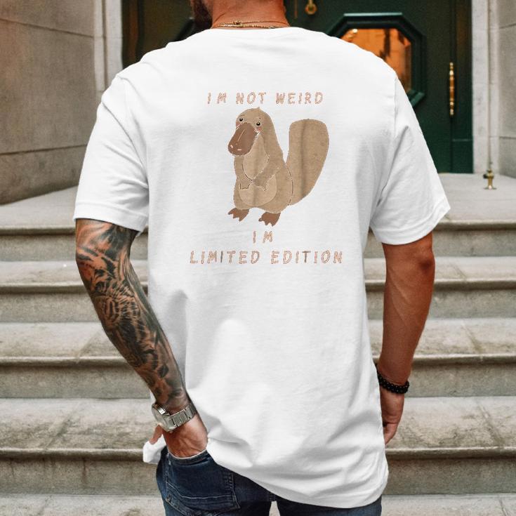 Im Not Weird Funny Platypus Mens Back Print T-shirt Gifts for Men