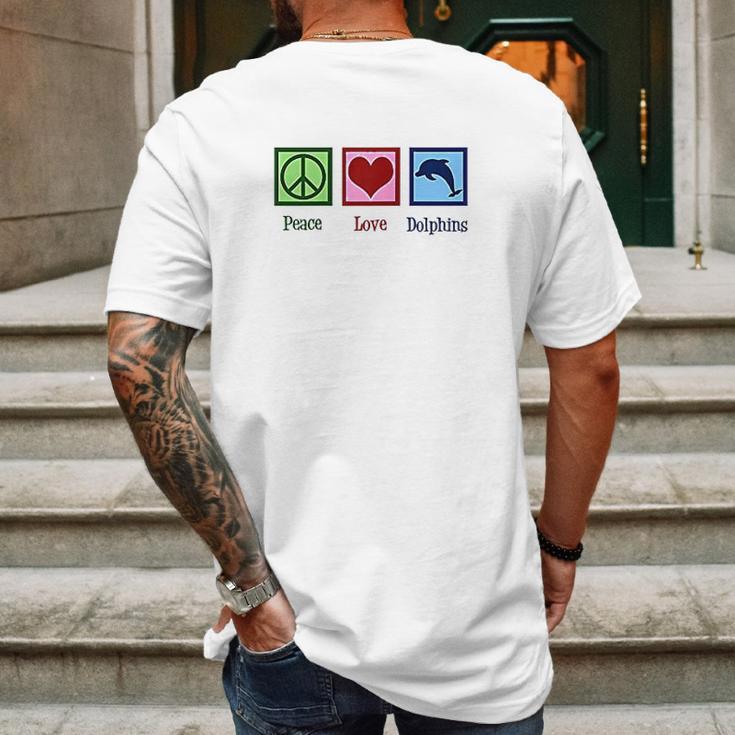 Peace Love Dolphins Mens Back Print T-shirt Gifts for Men