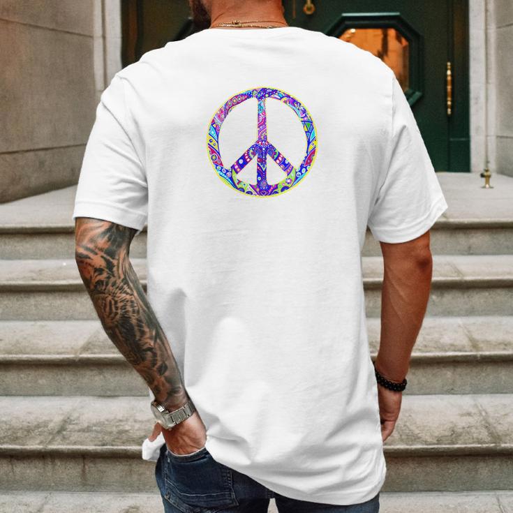 Peace Symbol In Easter Colors For Earth Day Jewel Tone Mens Back Print T-shirt Gifts for Men