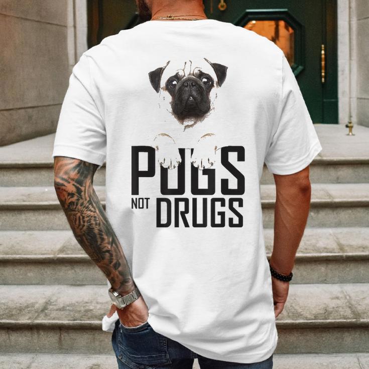 Pugs Not Drugs Awareness Mens Back Print T-shirt Gifts for Men