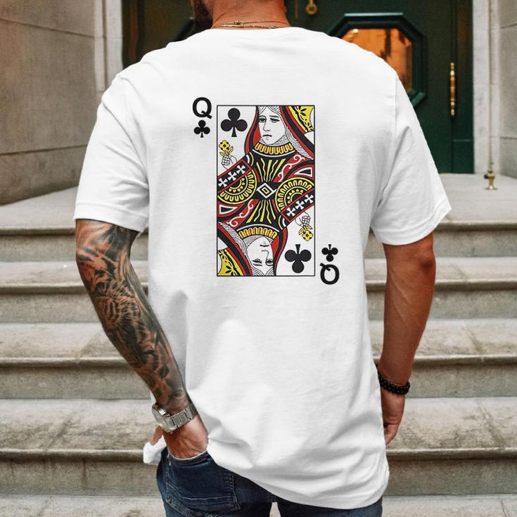 Queen Of Clubs Blackjack Playing Cards Mens Back Print T-shirt Gifts for Men