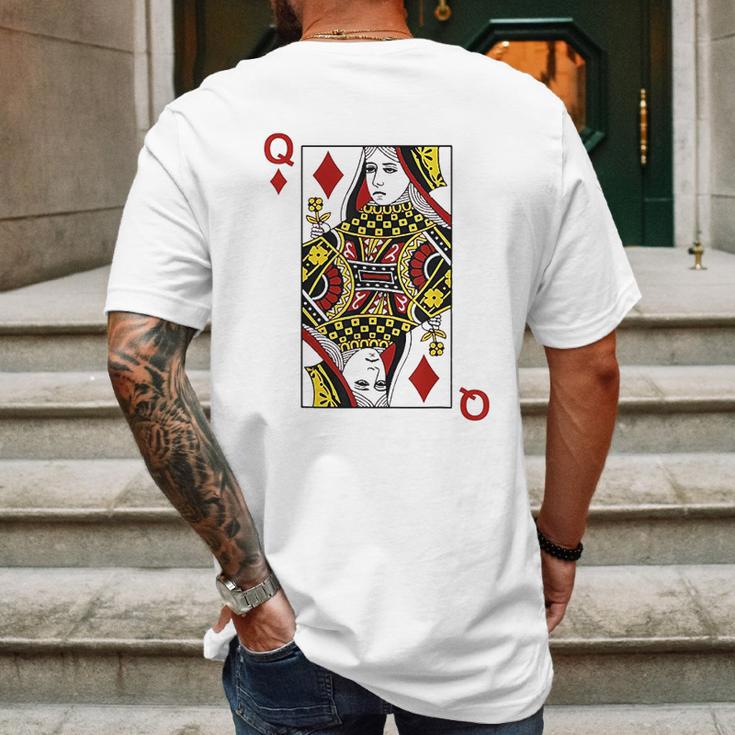 Queen Of Diamond Cards Poker Q Mens Back Print T-shirt Gifts for Men