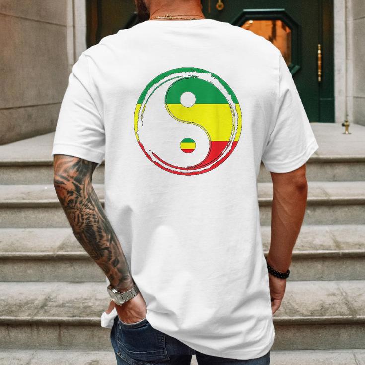 Rasta Flag Jamaica Flag Irie Peace Symbol Reggae Music Mens Back Print T-shirt Gifts for Men