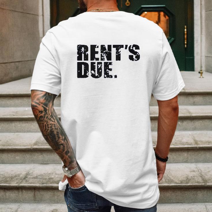 Rents Due Work Hard Bodybuilder Weightlifting Distressed Mens Back Print T-shirt Gifts for Men