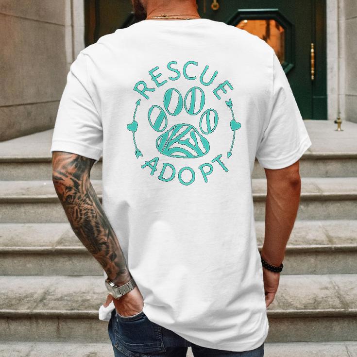 Rescue Adopt Animal Lover Love Cats Dogs Paw Print Mens Back Print T-shirt Gifts for Men