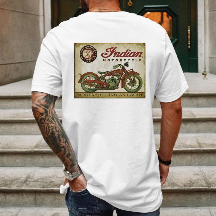 Retro Indian Motorcycle 101 Indian Scout T-Shirt Mens Back Print T-shirt Gifts for Men