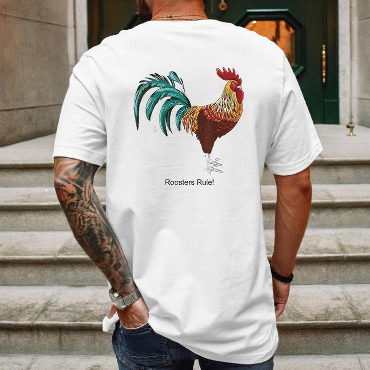 Roosters Rule Mens Back Print T-shirt Gifts for Men