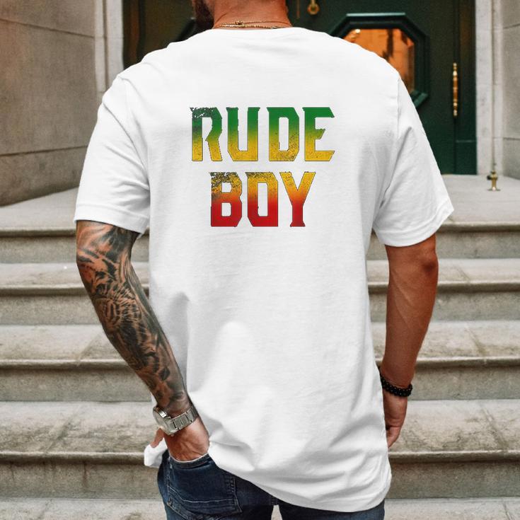 Rude Boy Rasta Reggae Roots Gifts Clothing Jamaica Mens Back Print T-shirt Gifts for Men