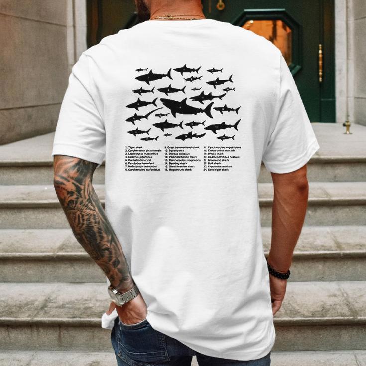 Shark Chart Conservation Funny Humor Fish Jaws Ocean Mens Back Print T-shirt Gifts for Men