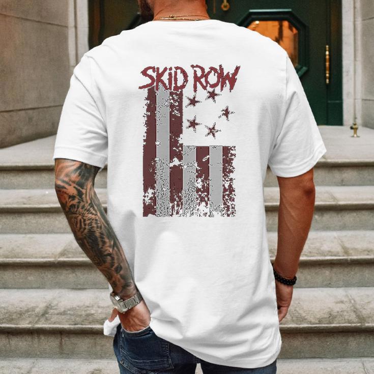 Skid Row Distressed Print Flag Mens Back Print T-shirt Gifts for Men