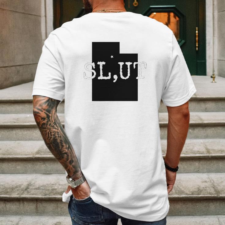 Slut Salt Lake Utah Fun Tourist Slut Mens Back Print T-shirt Gifts for Men