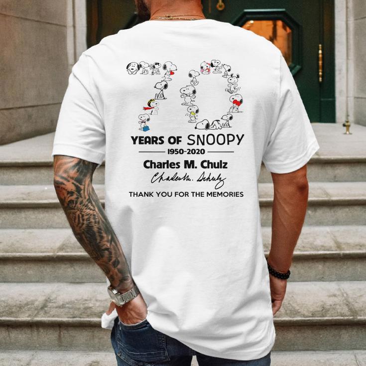 Snoopy 70Th Anniversary 1950 2020 Charles M Schulz Thank You T-Shirt Mens Back Print T-shirt Gifts for Men