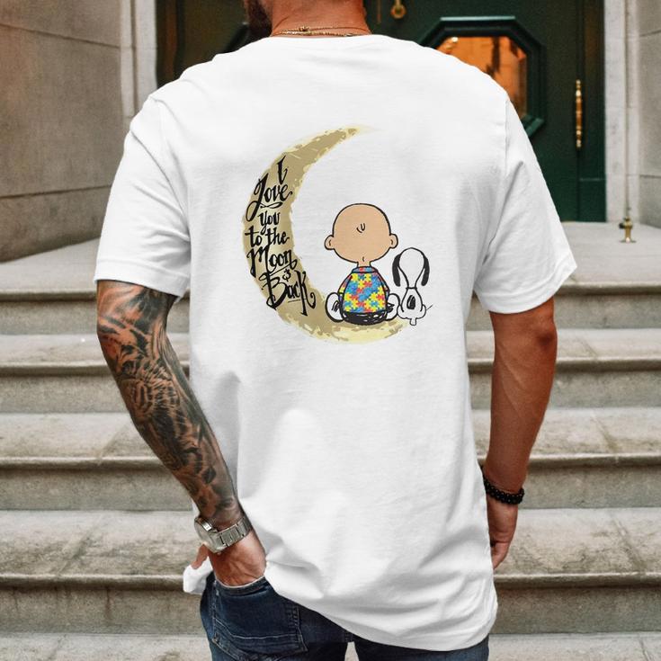 Snoopy Charlie Brown Autism I Love You To The Moon Back Mens Back Print T-shirt Gifts for Men