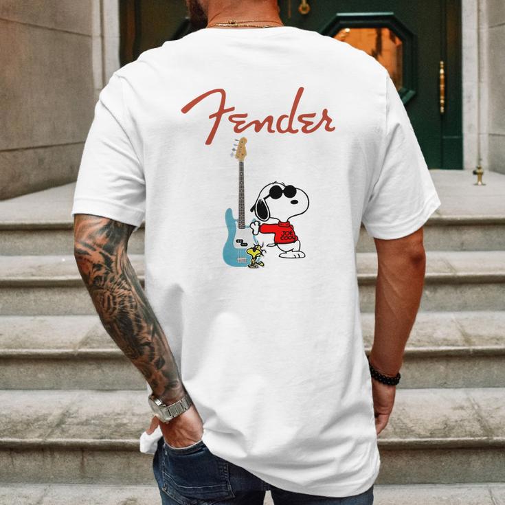 Snoopy Guitar Player Fender Mens Back Print T-shirt Gifts for Men