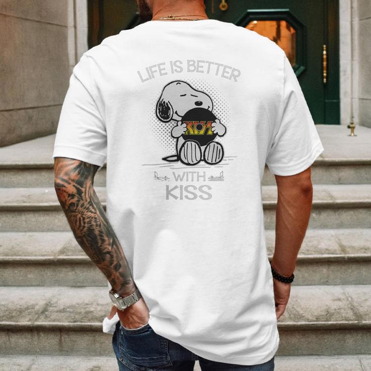 Snoopy Life Is Better With Kiss Band Mens Back Print T-shirt Gifts for Men