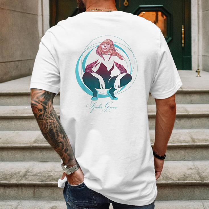 Spider Gwen Crouching Abstract Swirl Graphic Mens Back Print T-shirt Gifts for Men