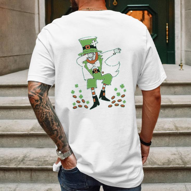 St Patricks Day Clovers Dabbing Leprechaun Youth Kids Mens Back Print T-shirt Gifts for Men