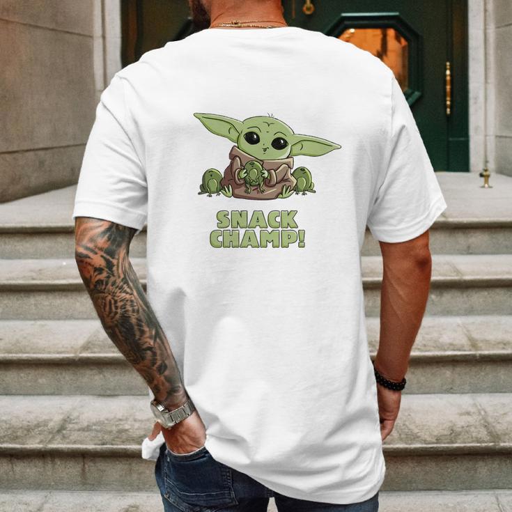 Star Wars The Mandalorian The Child Snack Champ Mens Back Print T-shirt Gifts for Men