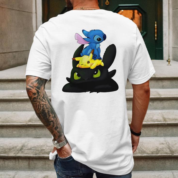 Stitch Pokemon Grinch Mens Back Print T-shirt Gifts for Men