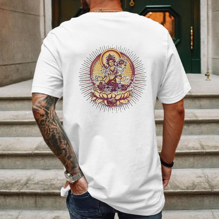 Tara Tibet Buddhismus Lotus Meditation Yoga Om Spirituality Mens Back Print T-shirt Gifts for Men