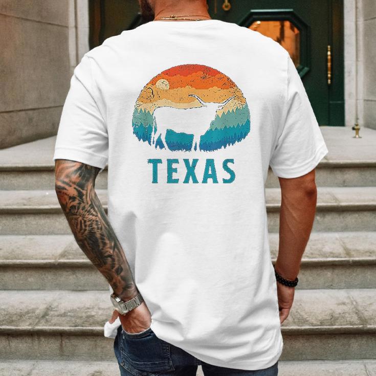 Texas Longhorn Cow Vintage Texan Cattle Herd Retro Mens Back Print T-shirt Gifts for Men