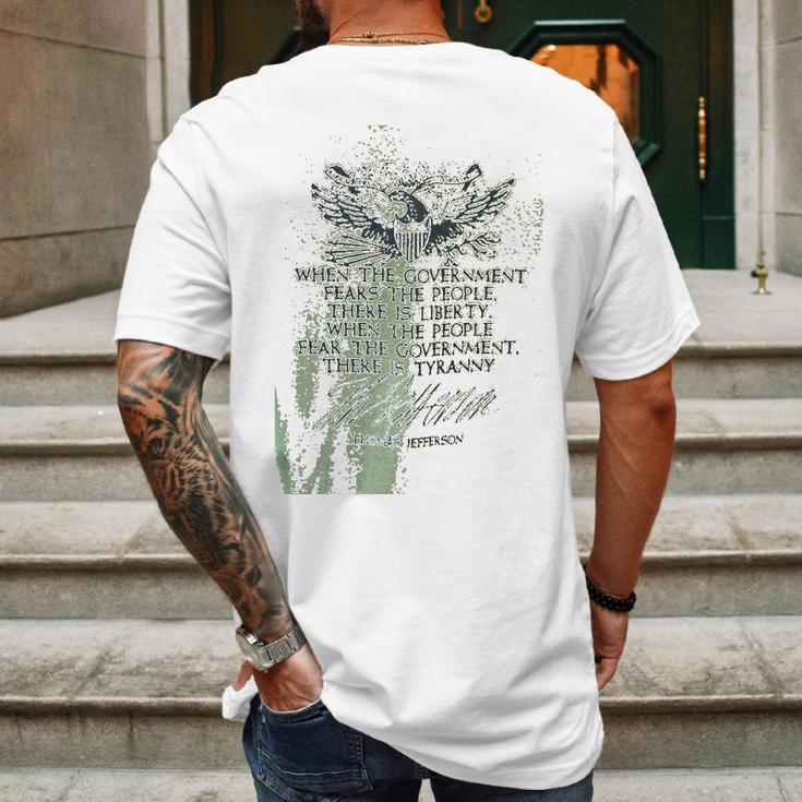 Thomas Jefferson Liberty Tyranny 2Nd Second Amendment Rights Partiotic America Usa Mens Back Print T-shirt Gifts for Men