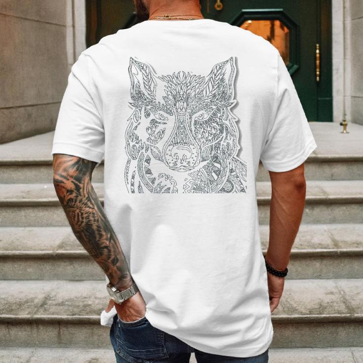 Tribal Wolf Design Mens Back Print T-shirt Gifts for Men