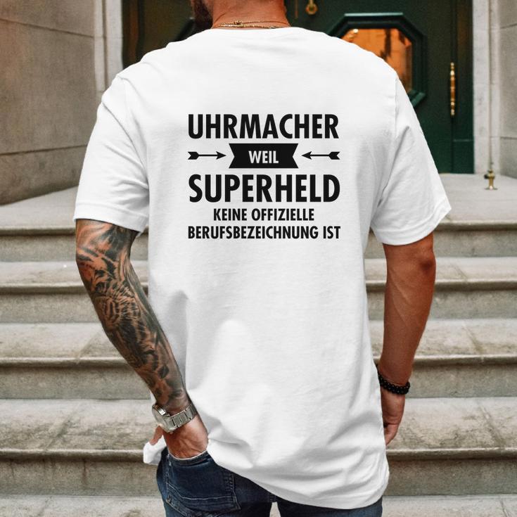 Uhrmacher - Superheld Mens Back Print T-shirt Gifts for Men