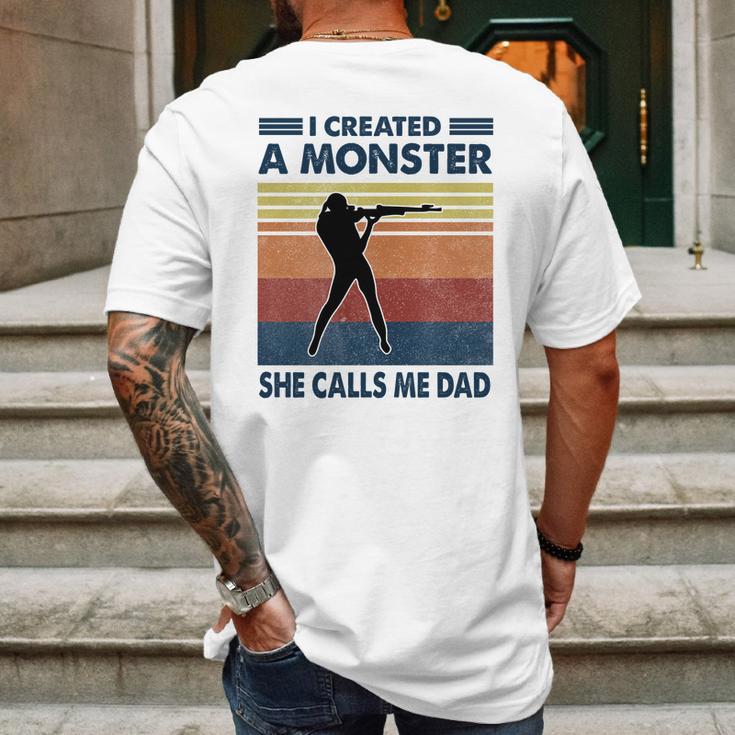 Vintage I Created A Monster Shooting She Calls Me Dad 2020 Mens Back Print T-shirt Gifts for Men