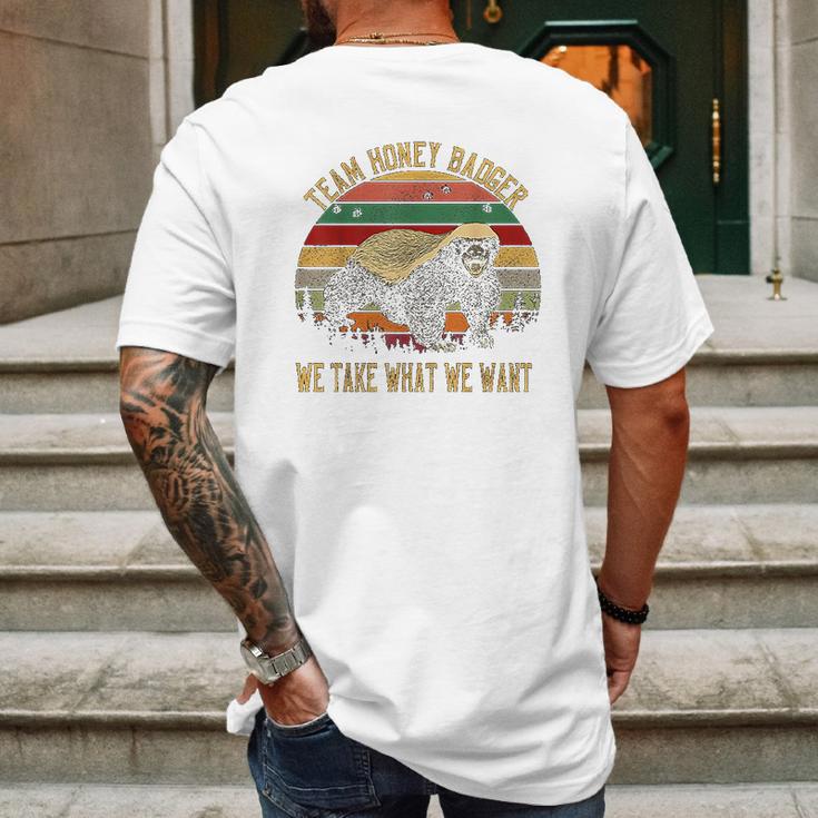 Vintage Honey Badger Team We Take What We Want Mens Back Print T-shirt Gifts for Men