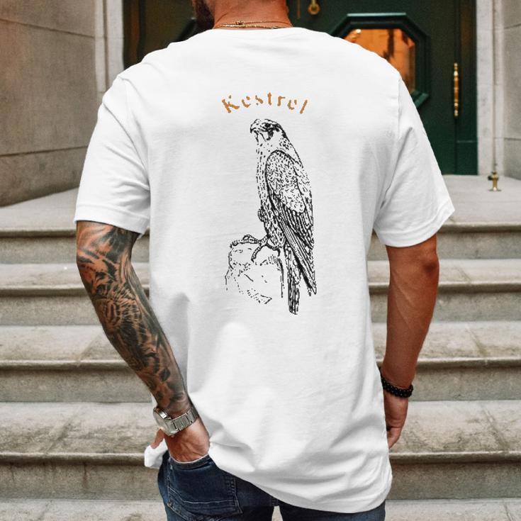 Vintage Kestrel Raptor Sparrow Hawk Art Mens Back Print T-shirt Gifts for Men