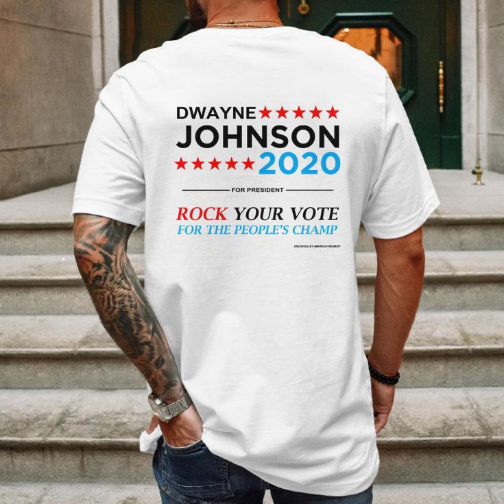 Vote The Rock 2020 President Dwayne Johnson Election Black T-Shirt Mens Back Print T-shirt Gifts for Men