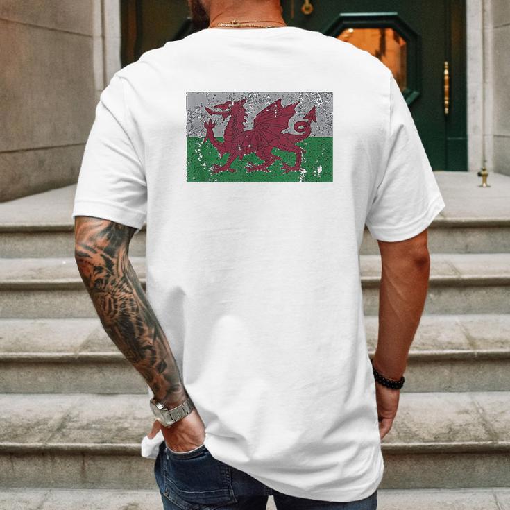 Wales Flag Welsh Dragon Baner Cymru Y Ddraig Goch Mens Back Print T-shirt Gifts for Men