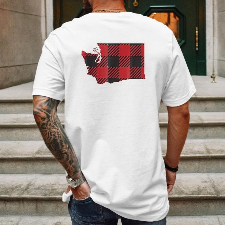 Washington State Seattle Flannel Plaid Mens Back Print T-shirt Gifts for Men