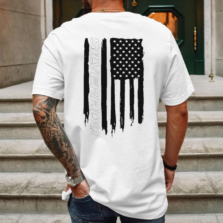 Wheel Spin Addict Silverado 1500 Truck American Flag Mens Back Print T-shirt Gifts for Men