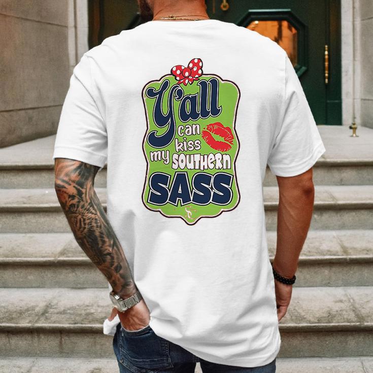 Yall Can Kiss My Southern Sass Southern Charm Collection On A Coral Mens Back Print T-shirt Gifts for Men