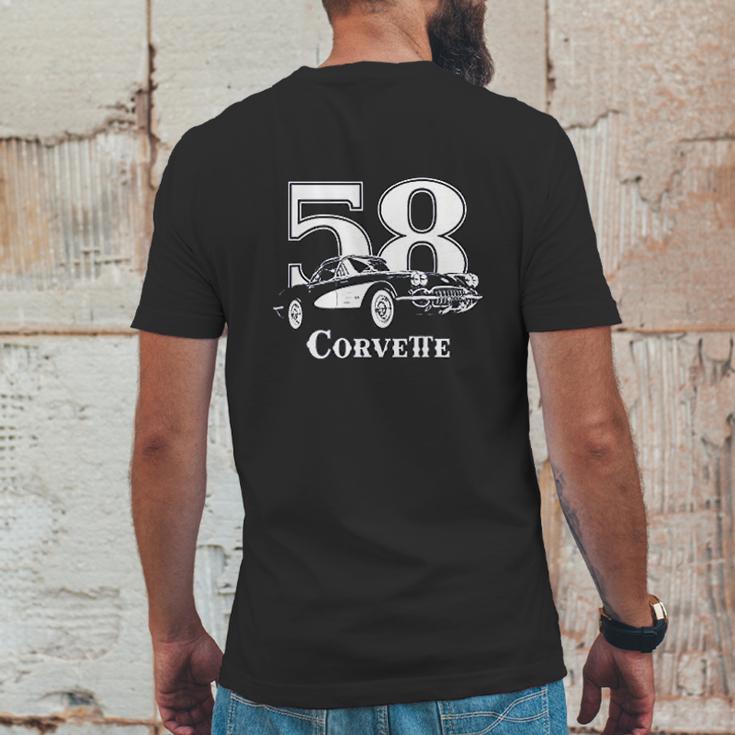 1958 Corvette Three Quarter View With Year And Model Dark Color Mens Back Print T-shirt Funny Gifts