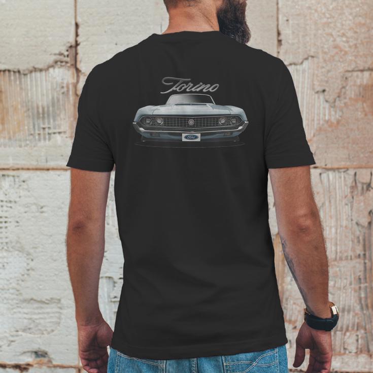 1970 Ford Torino Front Lightblue Mens Back Print T-shirt Funny Gifts