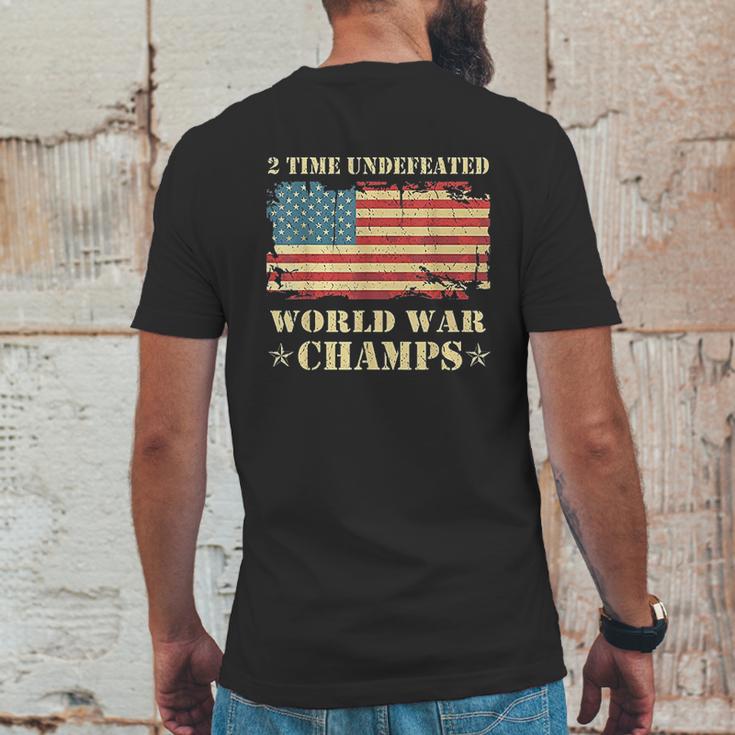 2 Time Undefeated World War Champs Mens Back Print T-shirt Funny Gifts