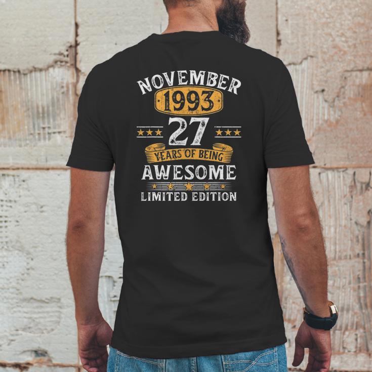 27 Years Old Gifts Vintage November 1993 27Th Birthday Mens Back Print T-shirt Funny Gifts