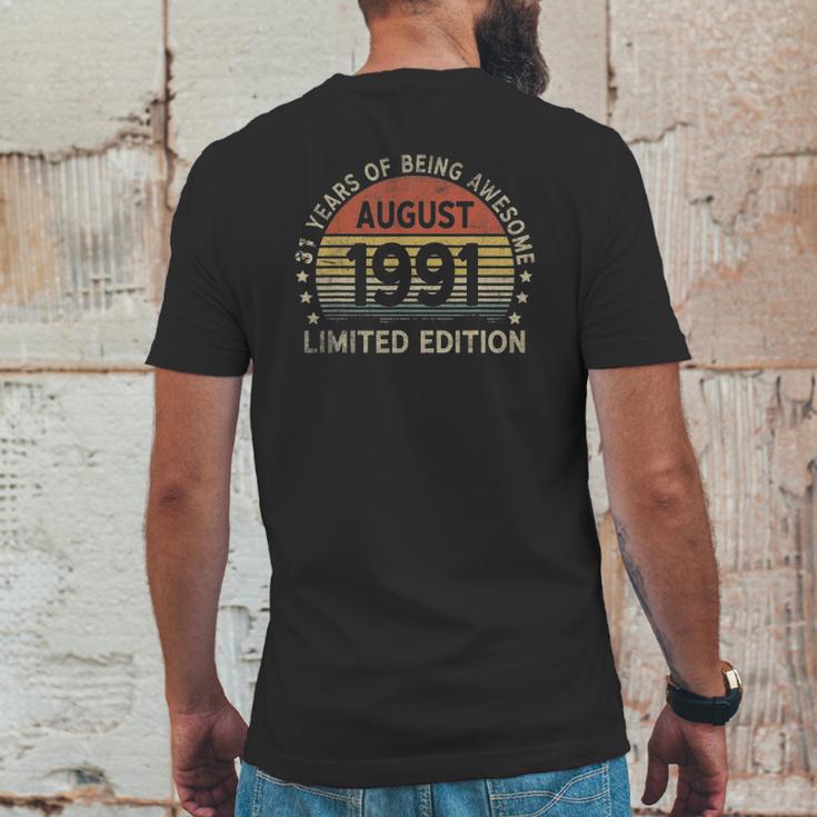 31 Years Old August 1991 Limited Edition 31St Birthday Mens Back Print T-shirt Funny Gifts