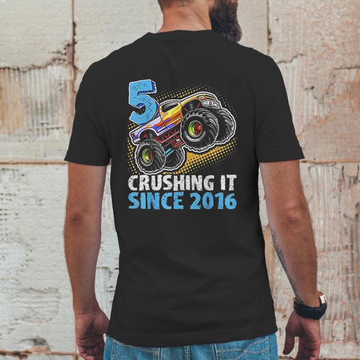 5 Crushing It Since 2016 Monster Truck 5Th Birthday Gift Boy Mens Back Print T-shirt Funny Gifts