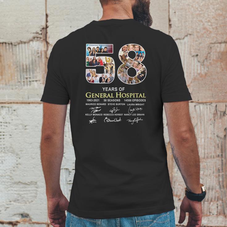 58 Years Of General Hospital 1963 2021 58 Seasons 14588 Episodes Signatures Mens Back Print T-shirt Funny Gifts