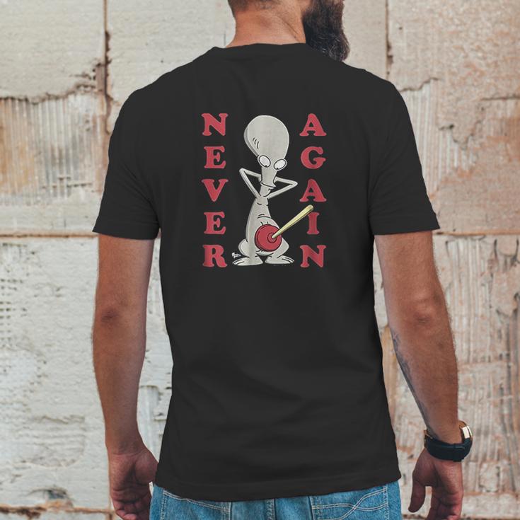 American Dad Roger Plunger Never Again Mens Back Print T-shirt Funny Gifts