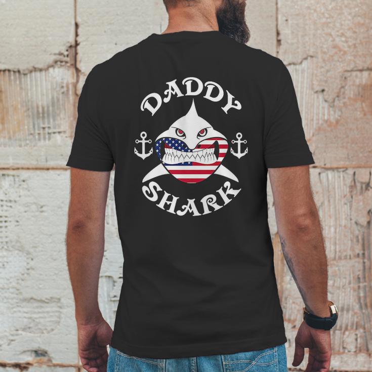 American Daddy Shark Under The Water Mens Back Print T-shirt Funny Gifts